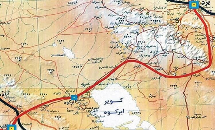 مسیر راه آهن یزد