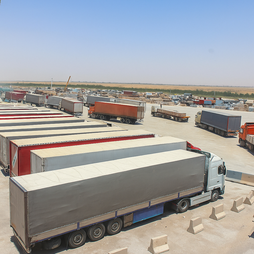 صف کامیون‌های ایرانی پشت مرز افغانستان پس از تغییر استاندارد سوخت